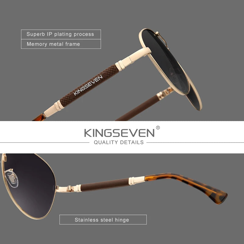 Kingseven 2024 Nova Tendência qualidade liga de titânio, Óculos de Sol Masculino Feminino. espelhado óculos de sol.