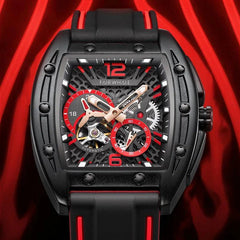 FAIRWHALE Automatic Movement Mechanical Watches For Men Sports Silicone Strap Tourbillon Waterproof Mens Watch - AKISHOP