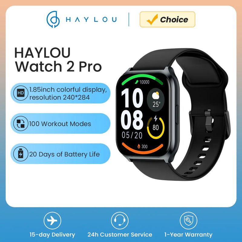 HAYLOU Watch 2 Pro (LS02 Pro) Relógio inteligente 1,85 ''HD Display SpO2 Monitor de Frequência Cardíaca 100 modos de treino Smartwatch para homens e mulheres.