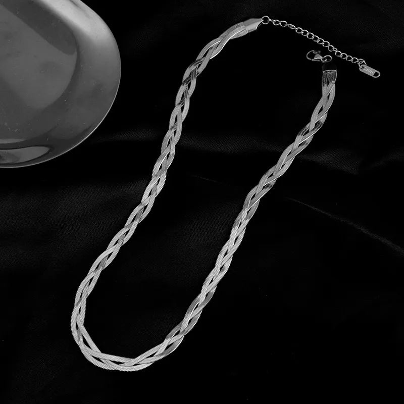 DIEYURO 316L Aço Inoxidável 3 em 1 Crossover Chain, Conjunto Colar Pulseira. Para Mulheres, Meninas, Moda, Conjunto de Jóias À Prova D 'Água.