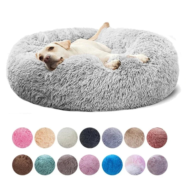 Cama redonda para animais de estimação, cama para cachorro grande, longa, pelúcia, casa para cachorro, sofá removível.